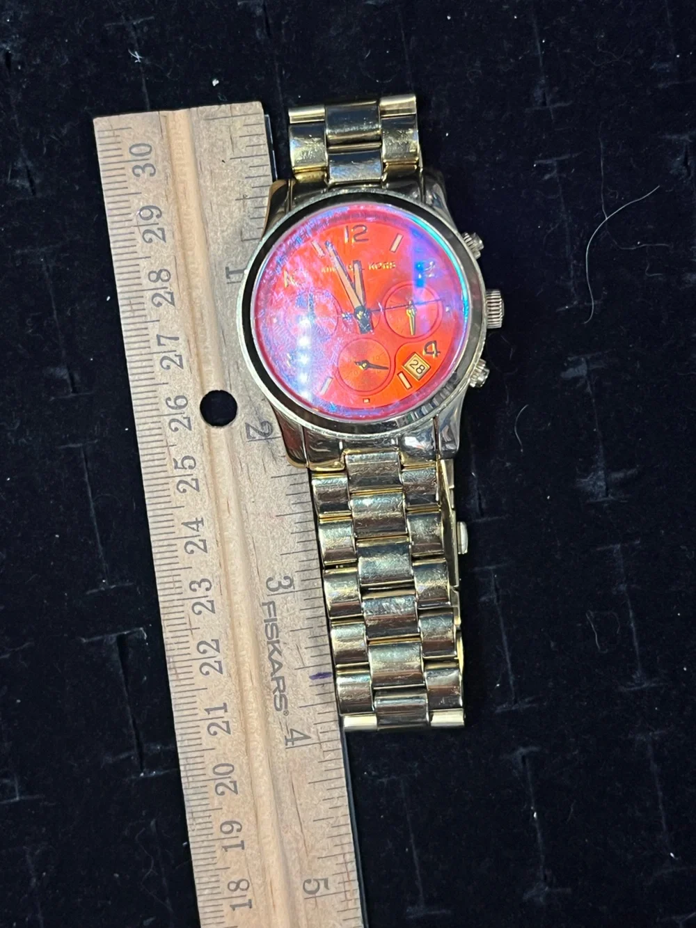 Michael Kors MK5939 Gold-Plated Chronograph Watch Orange Pink Dial